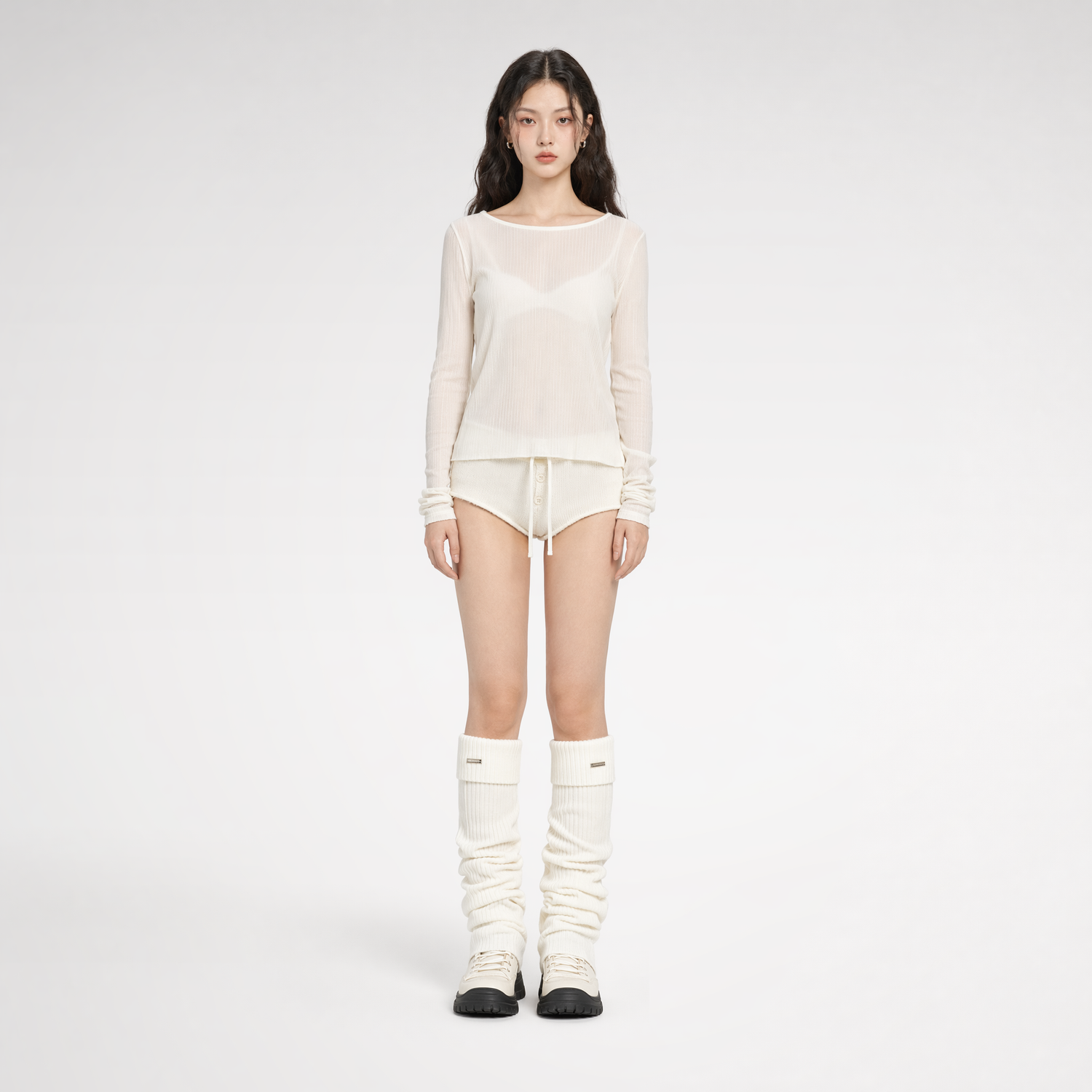 White Knit Leg Warmers