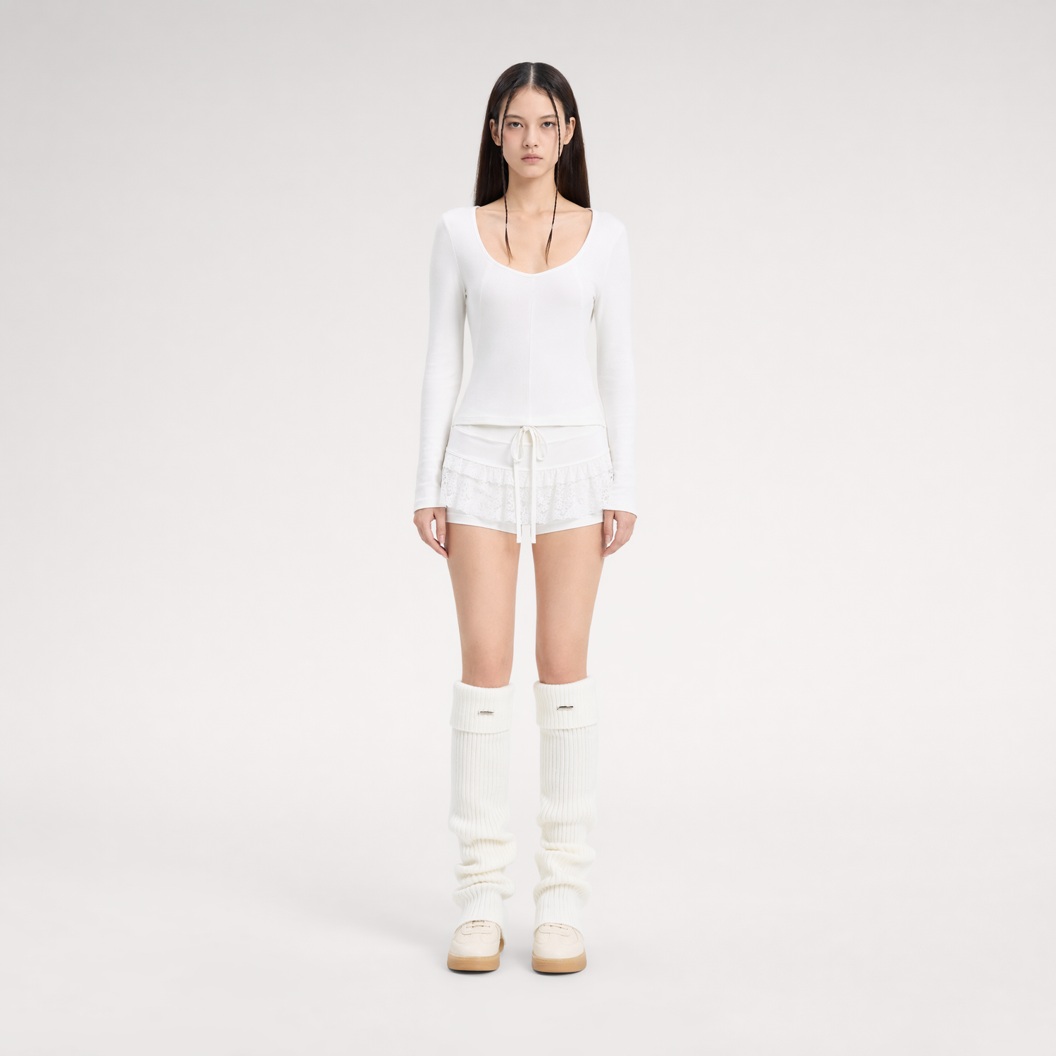 White Knit Leg Warmers