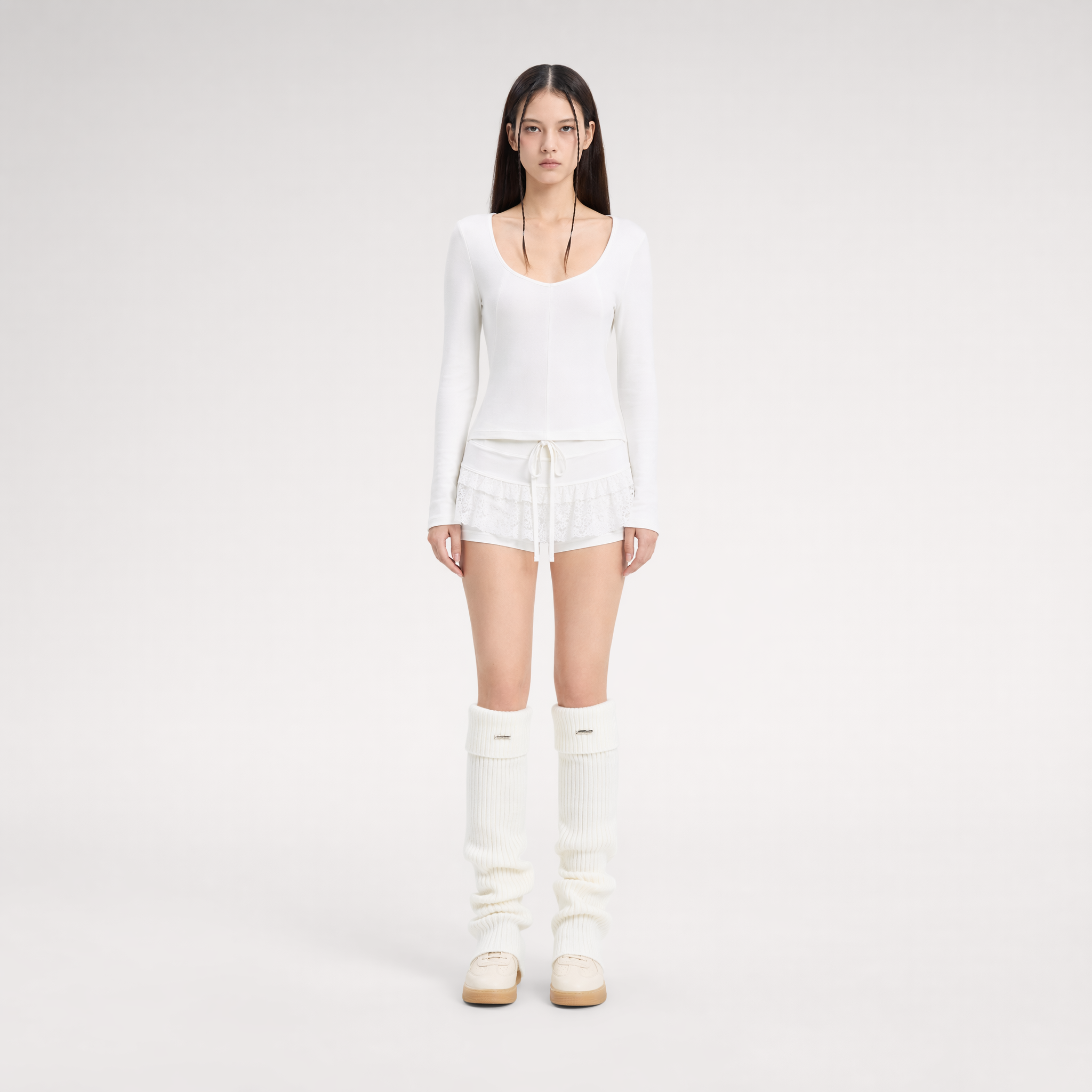 White Knit Leg Warmers