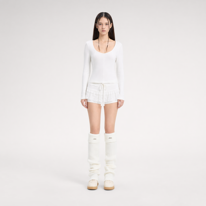 White Knit Leg Warmers