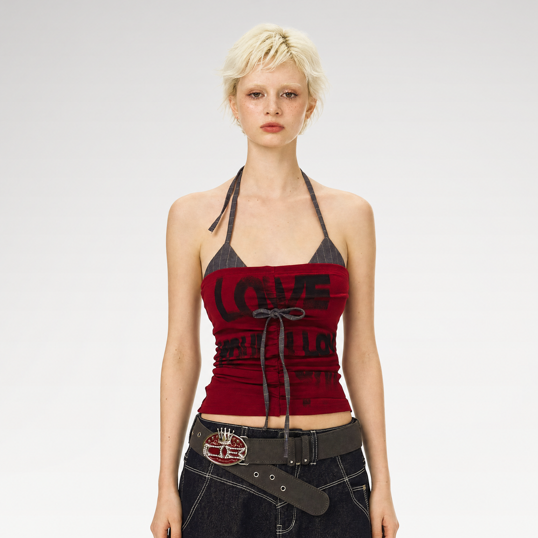 Halter Ruched Bustier Top