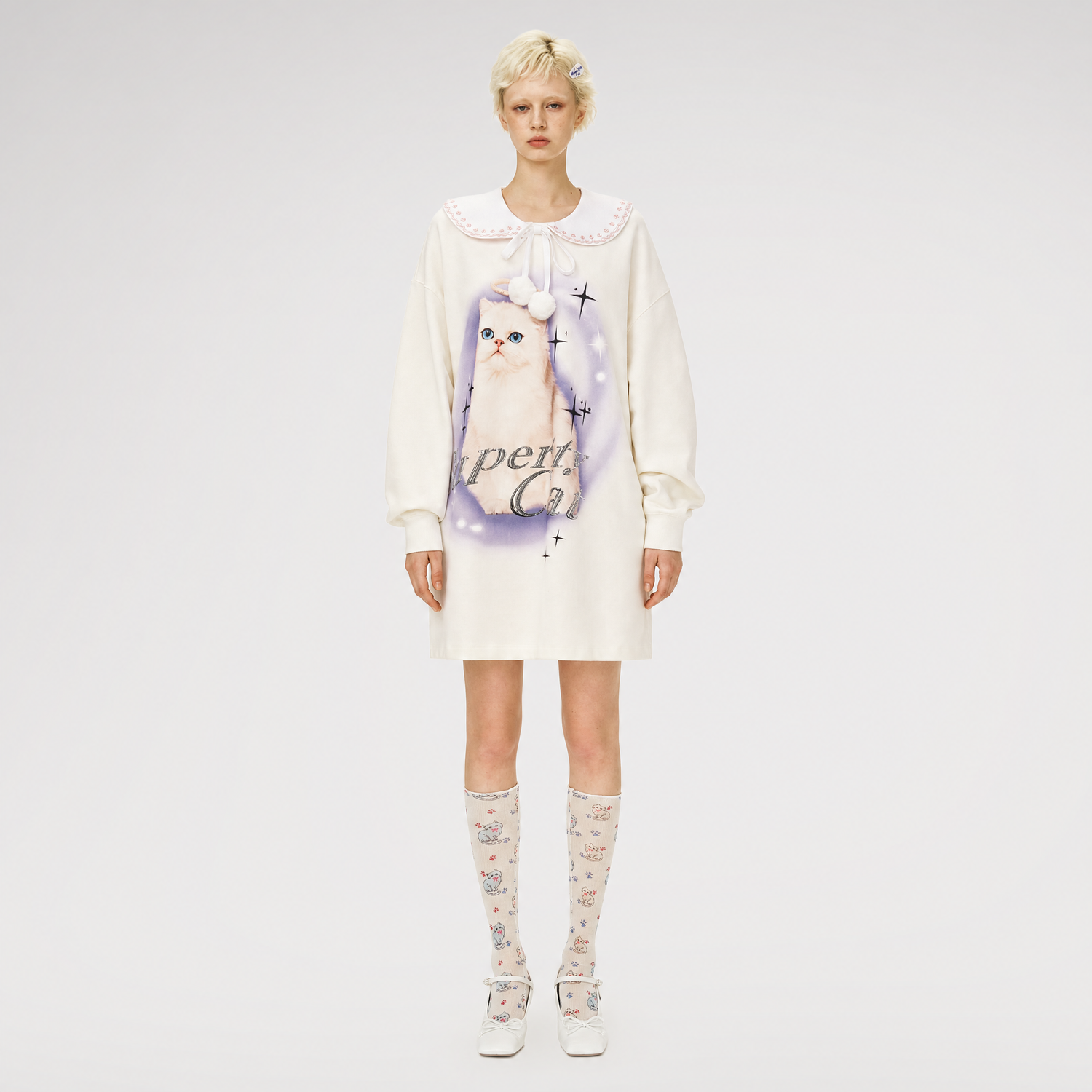 Cat Print Knee Socks
