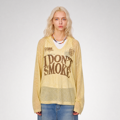 Lightweight Openwork Knit Hoodie