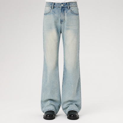 Washed Bootcut Raw-Denim Jeans