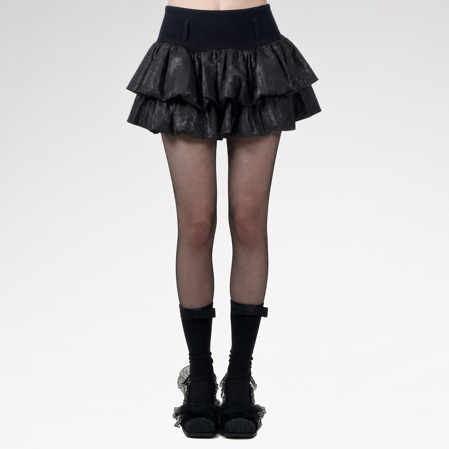 Layered Ruffle Gothic Mini Skirt
