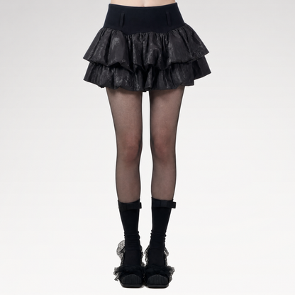 Layered Ruffle Gothic Mini Skirt