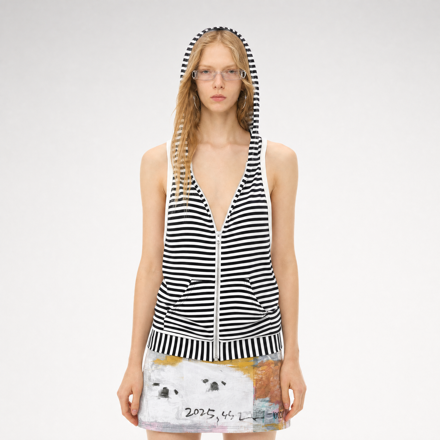 Striped Hooded Vest