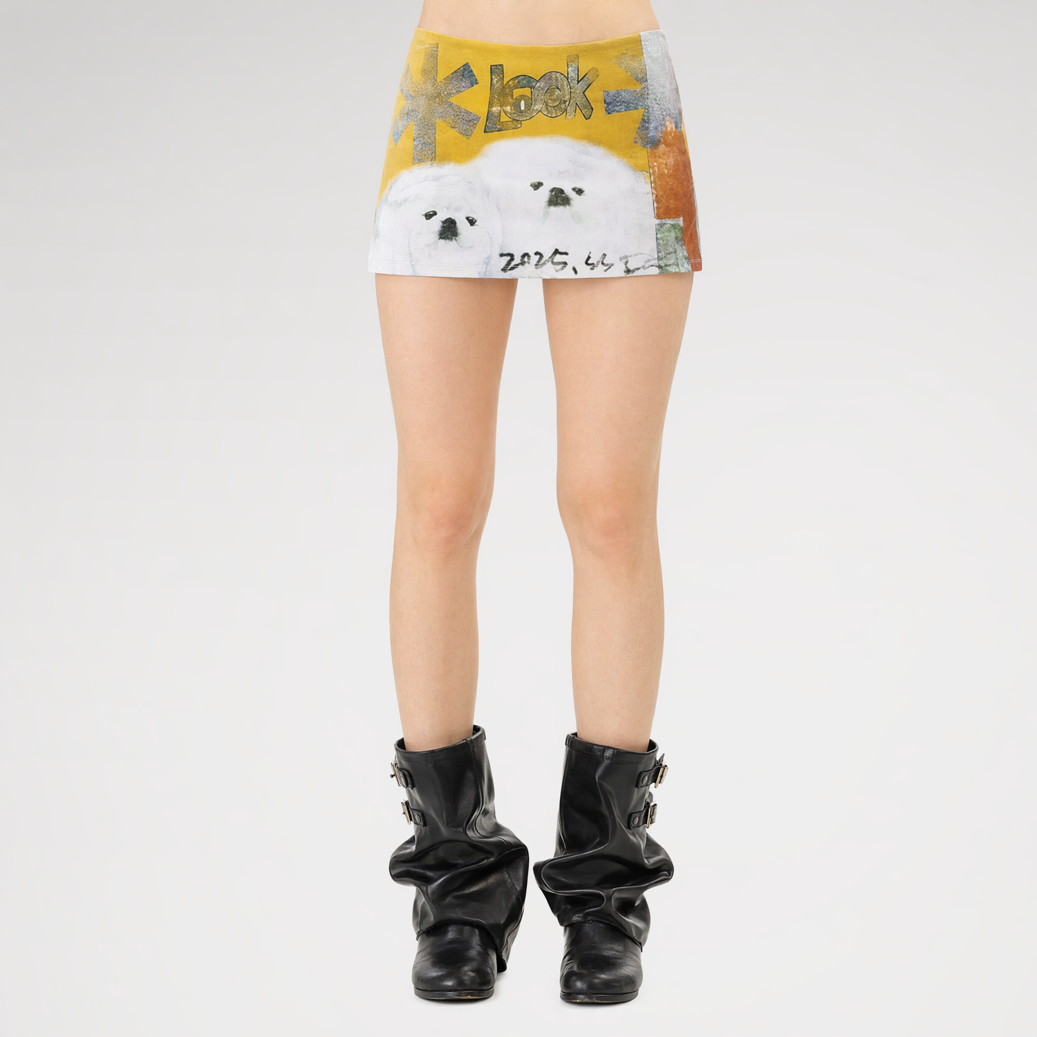 Graffiti Print Mini Skirt