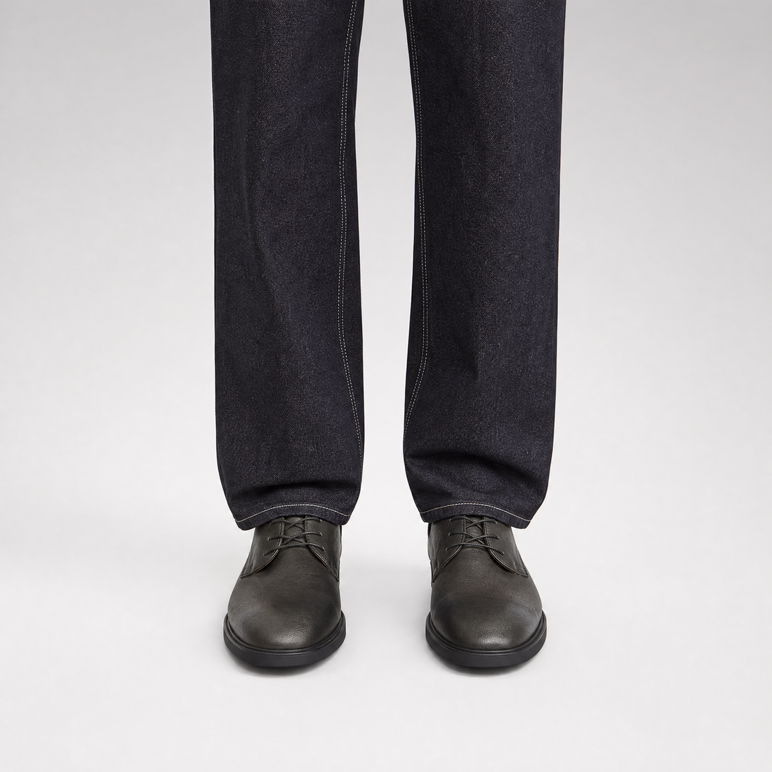 Top-Grain Leather Pointed Derby Shoes