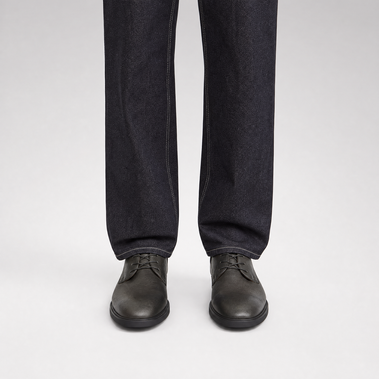 Top-Grain Leather Pointed Derby Shoes