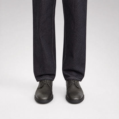 Top-Grain Leather Pointed Derby Shoes