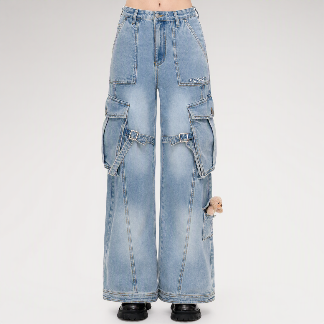 Cotton Cargo Straight Pants