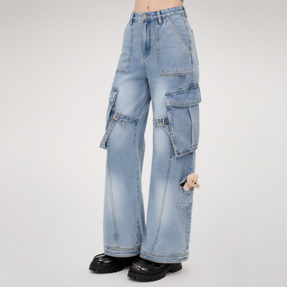 Cotton Cargo Straight Pants