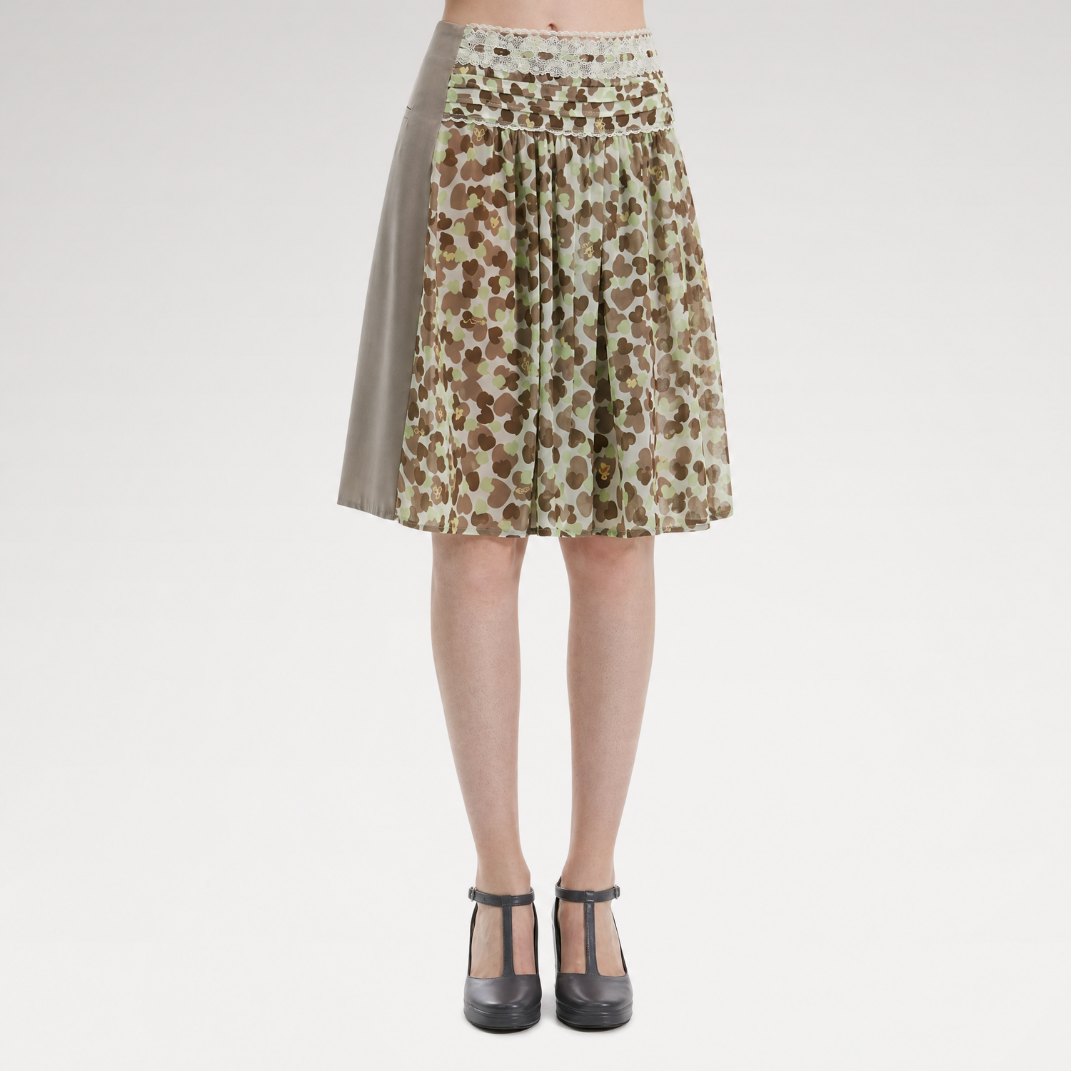 Chiffon Contrast A-Line Skirt