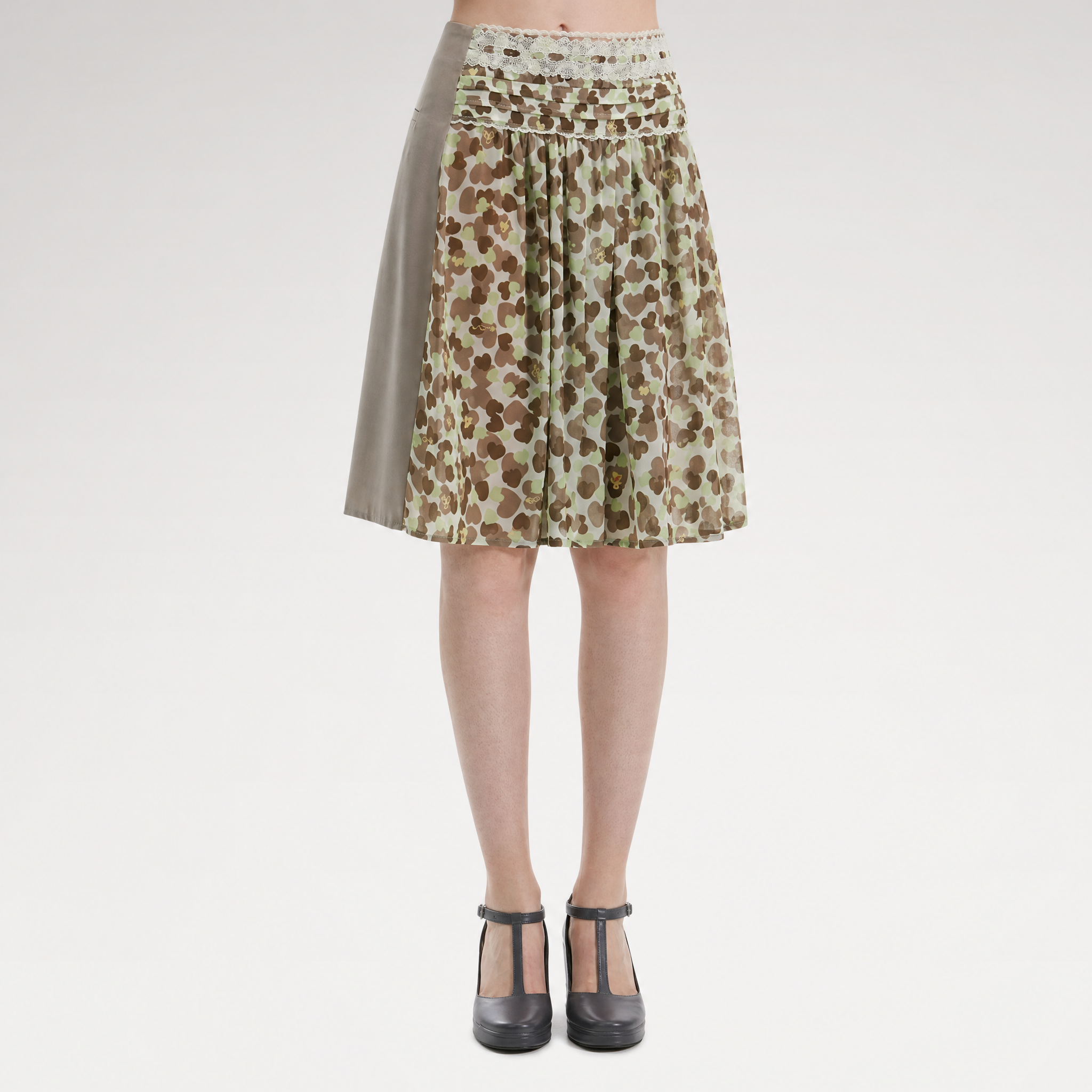 Chiffon Contrast A-Line Skirt