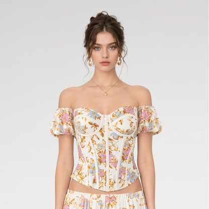 Oil Painting Floral Corset