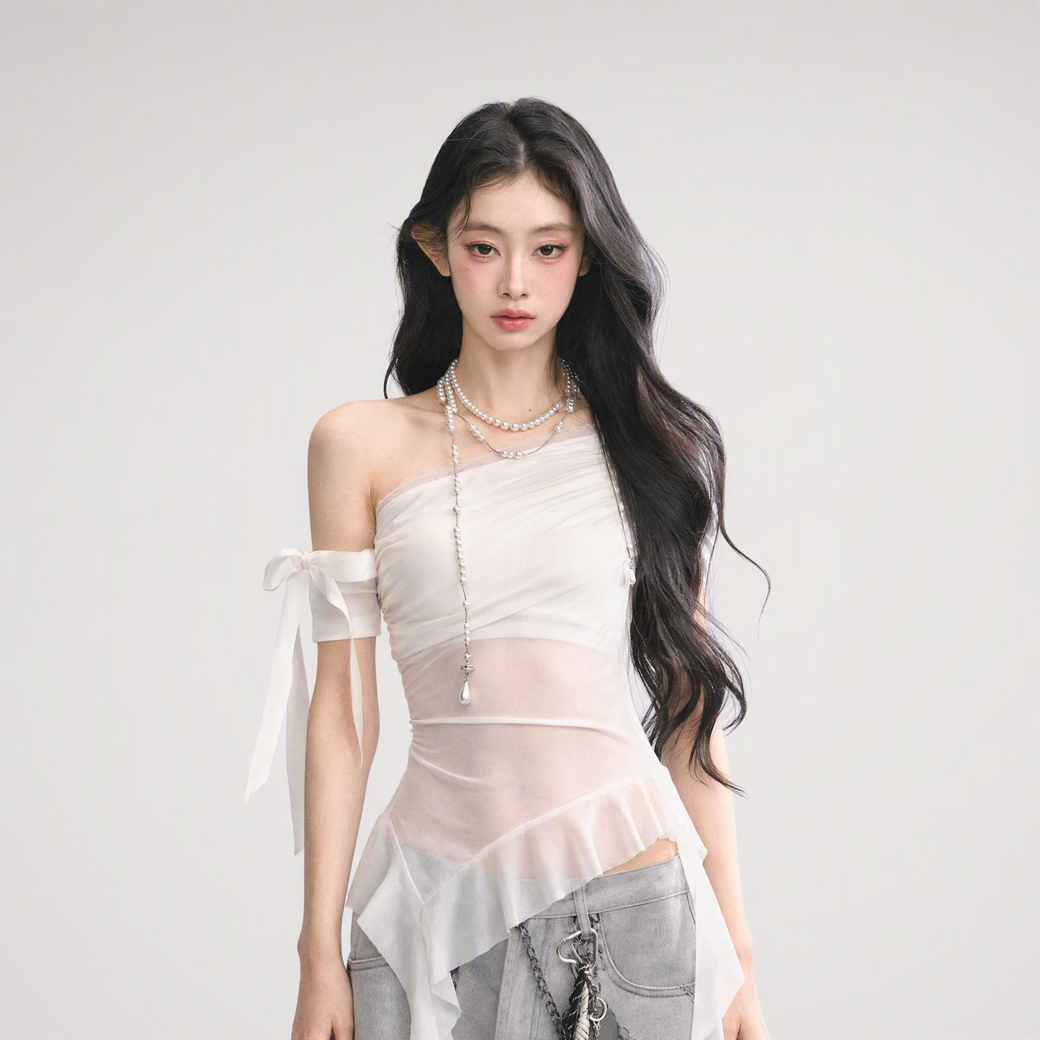 Sheer Off-Shoulder Tee