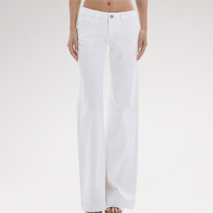 Low-Rise Straight-Leg White Jeans