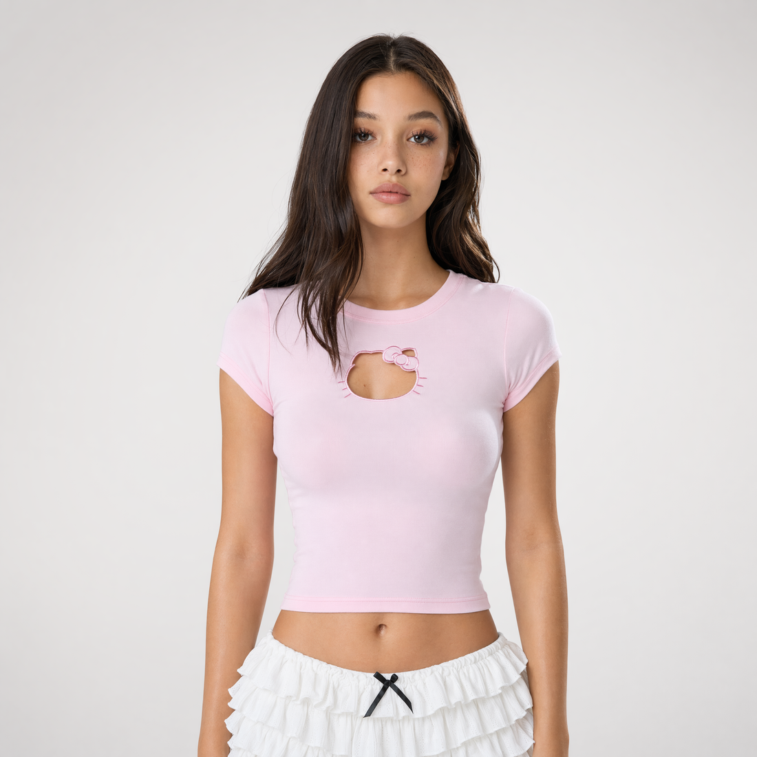 Kitty Keyhole Cropped Tee