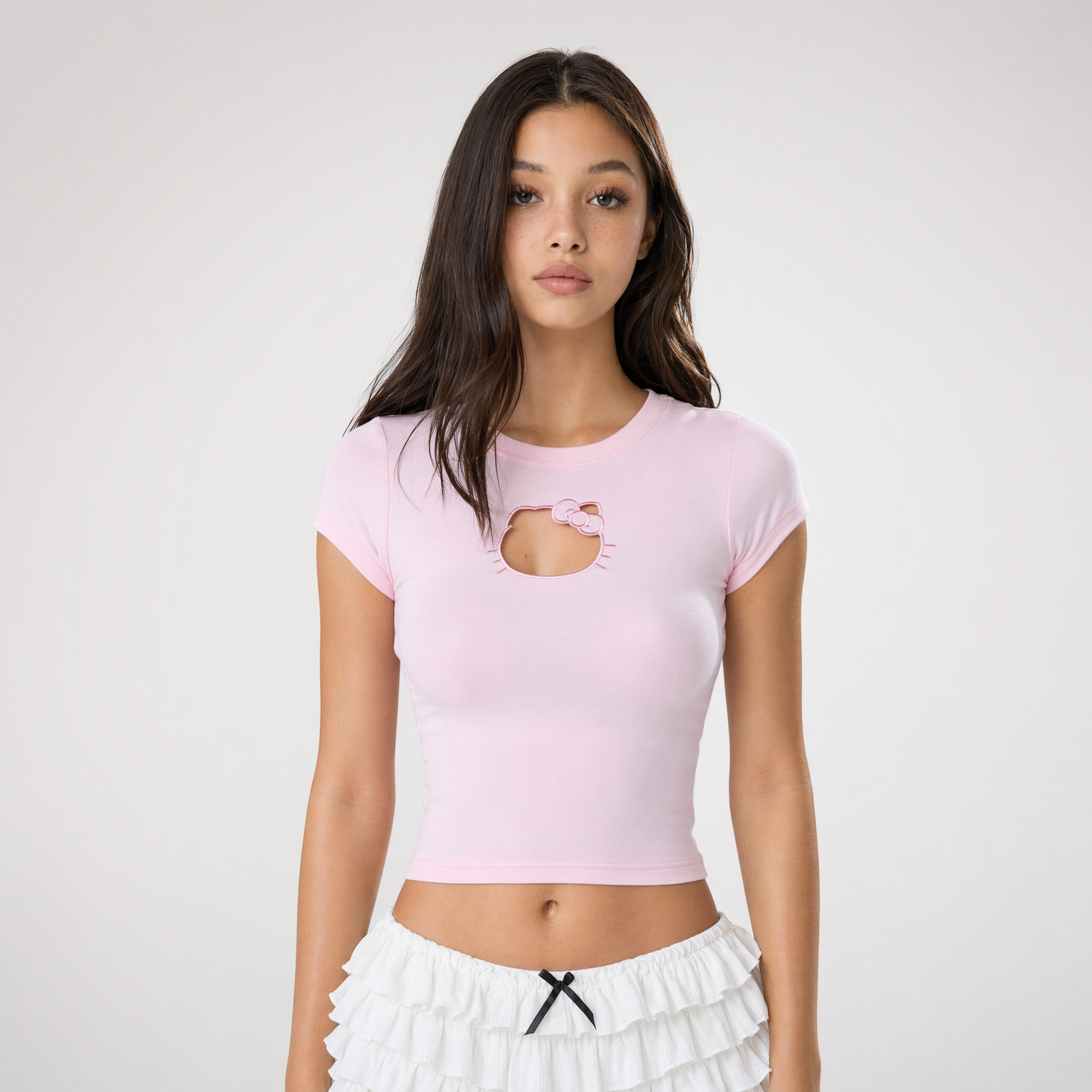 Kitty Keyhole Cropped Tee