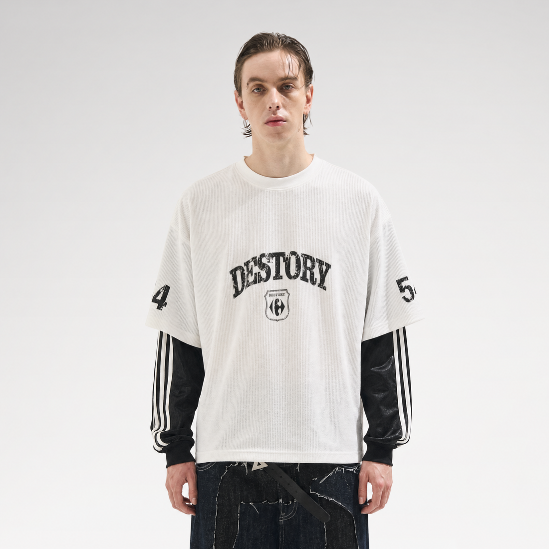 Distressed Graphic Layered Long-Sleeve Tee