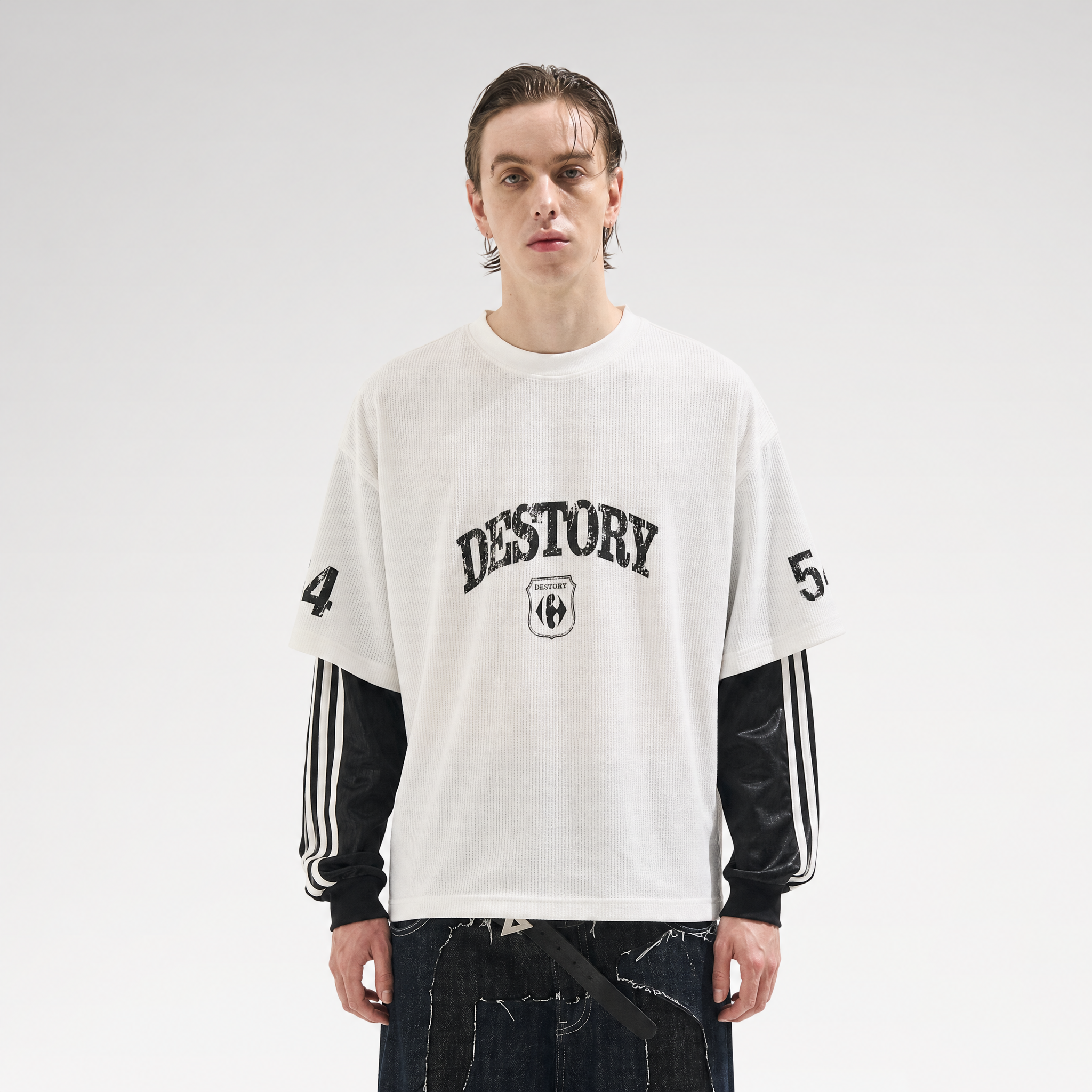 Distressed Graphic Layered Long-Sleeve Tee