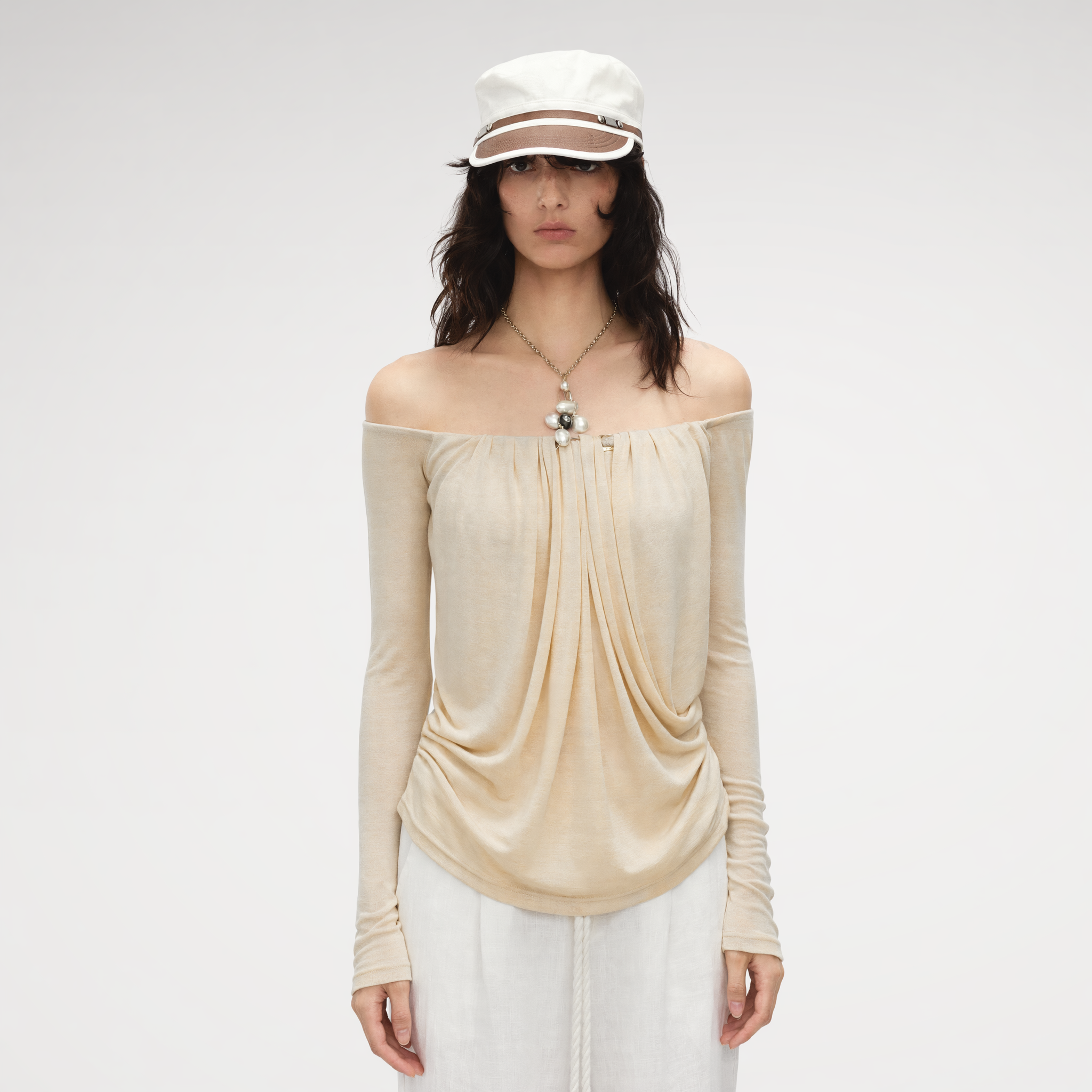 Tencel Wool Off-Shoulder Top
