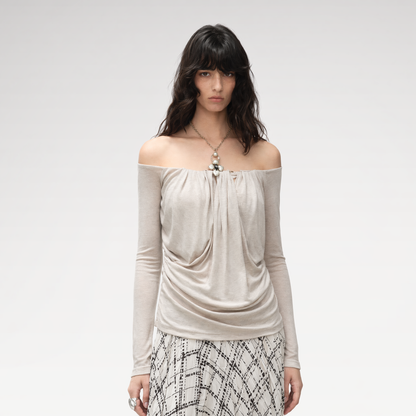 Tencel Wool Off-Shoulder Top