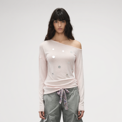 Off-Shoulder Mirror Dot Top