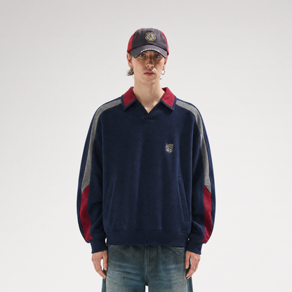 Contrast Polo Panel Sweatshirt