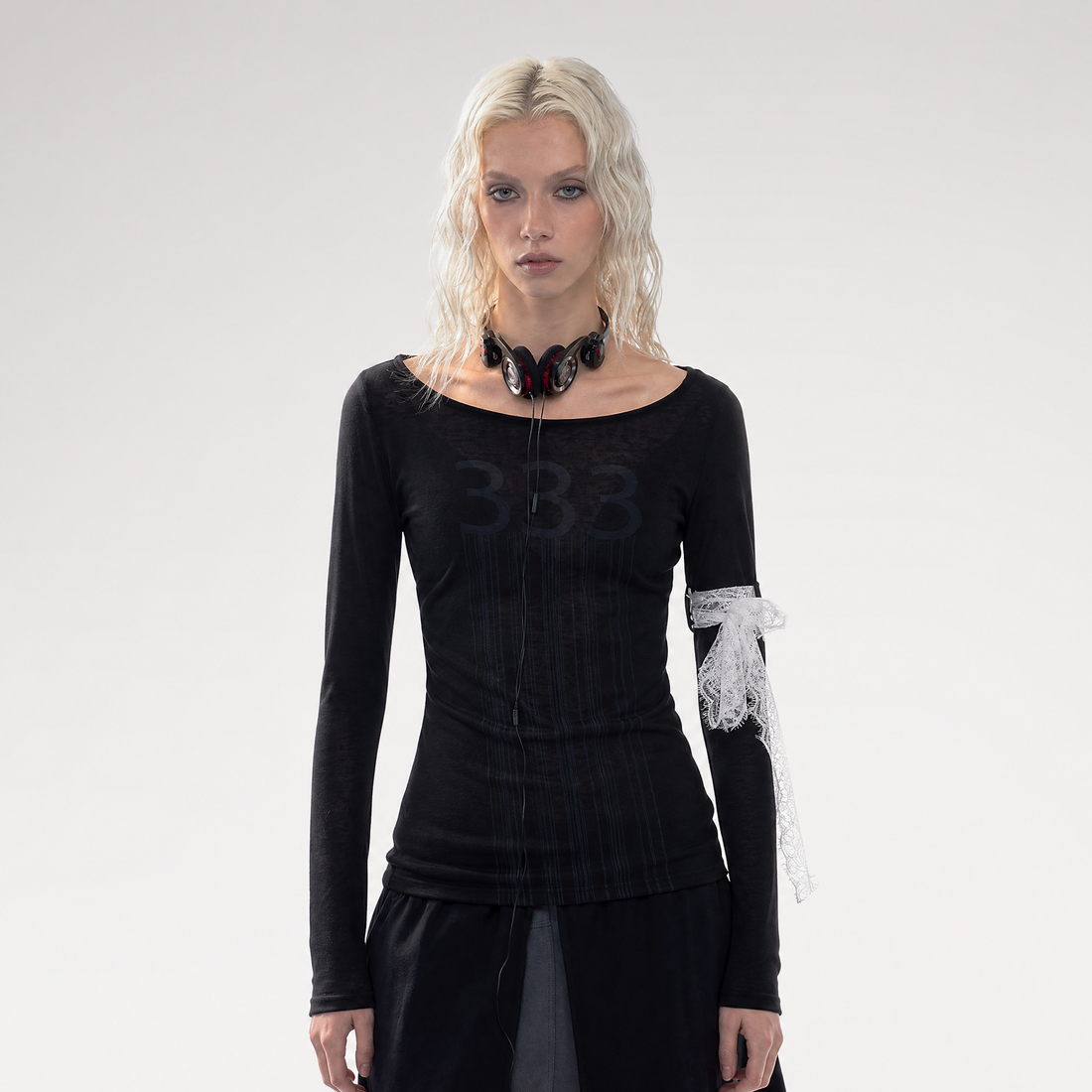 Printed Semi-Sheer Fitted Top