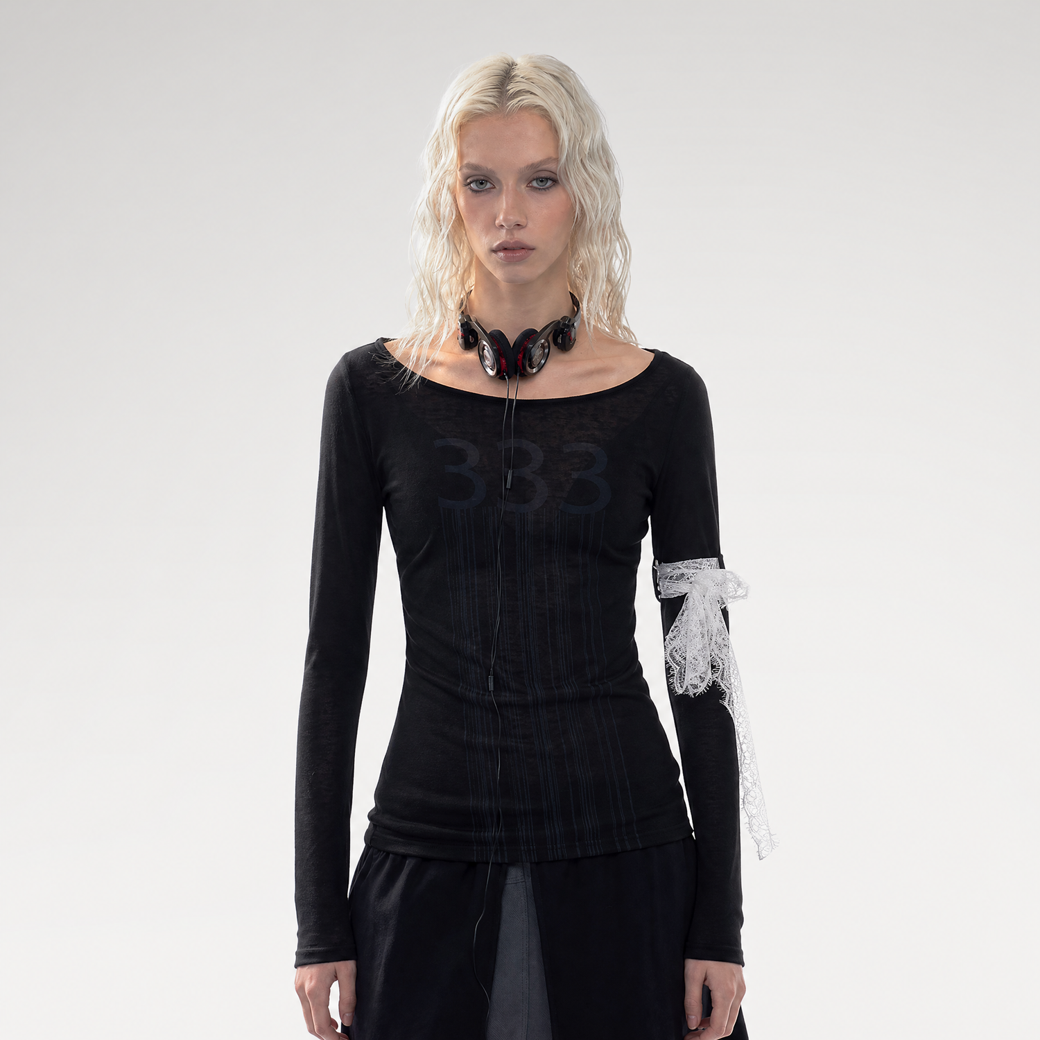 Printed Semi-Sheer Fitted Top