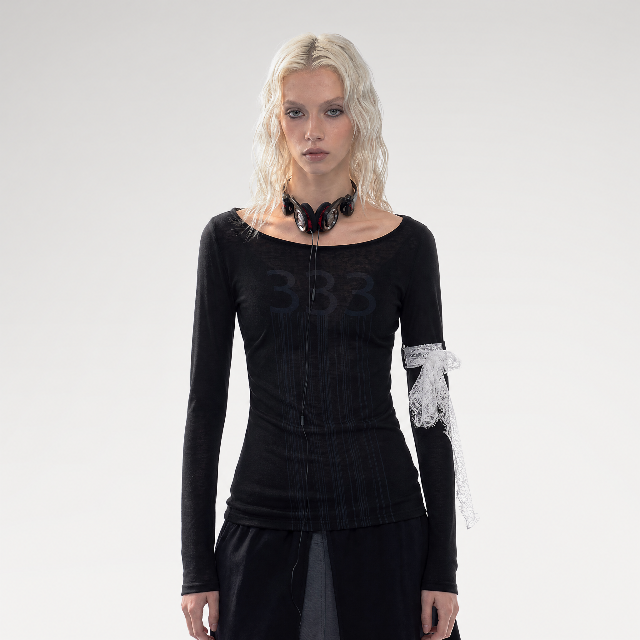 Printed Semi-Sheer Fitted Top