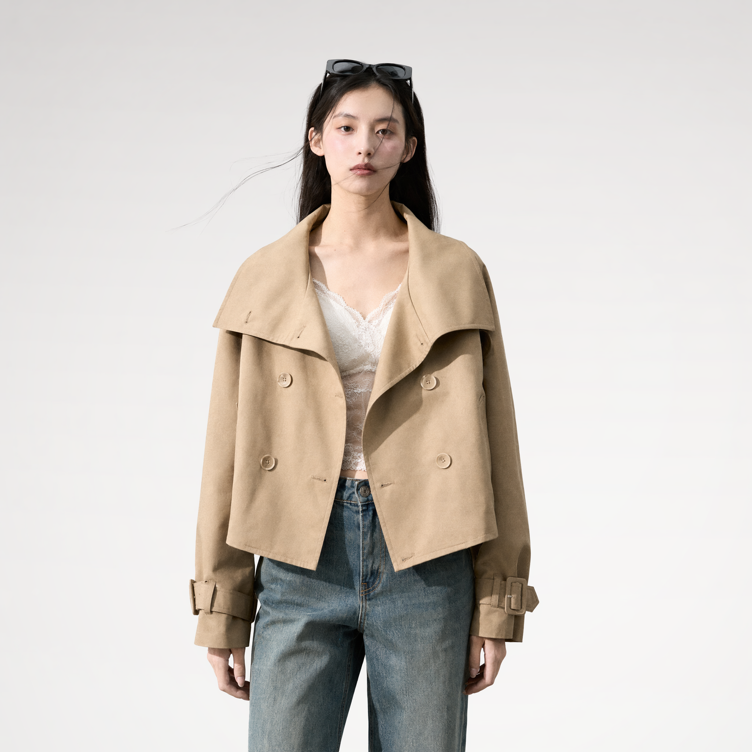 Lyocell Cotton Cropped Trench