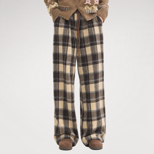 Plaid Wide-Leg Pants