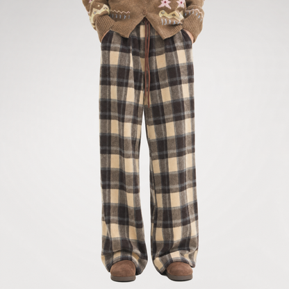 Plaid Wide-Leg Pants