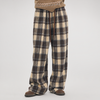 Plaid Wide-Leg Pants