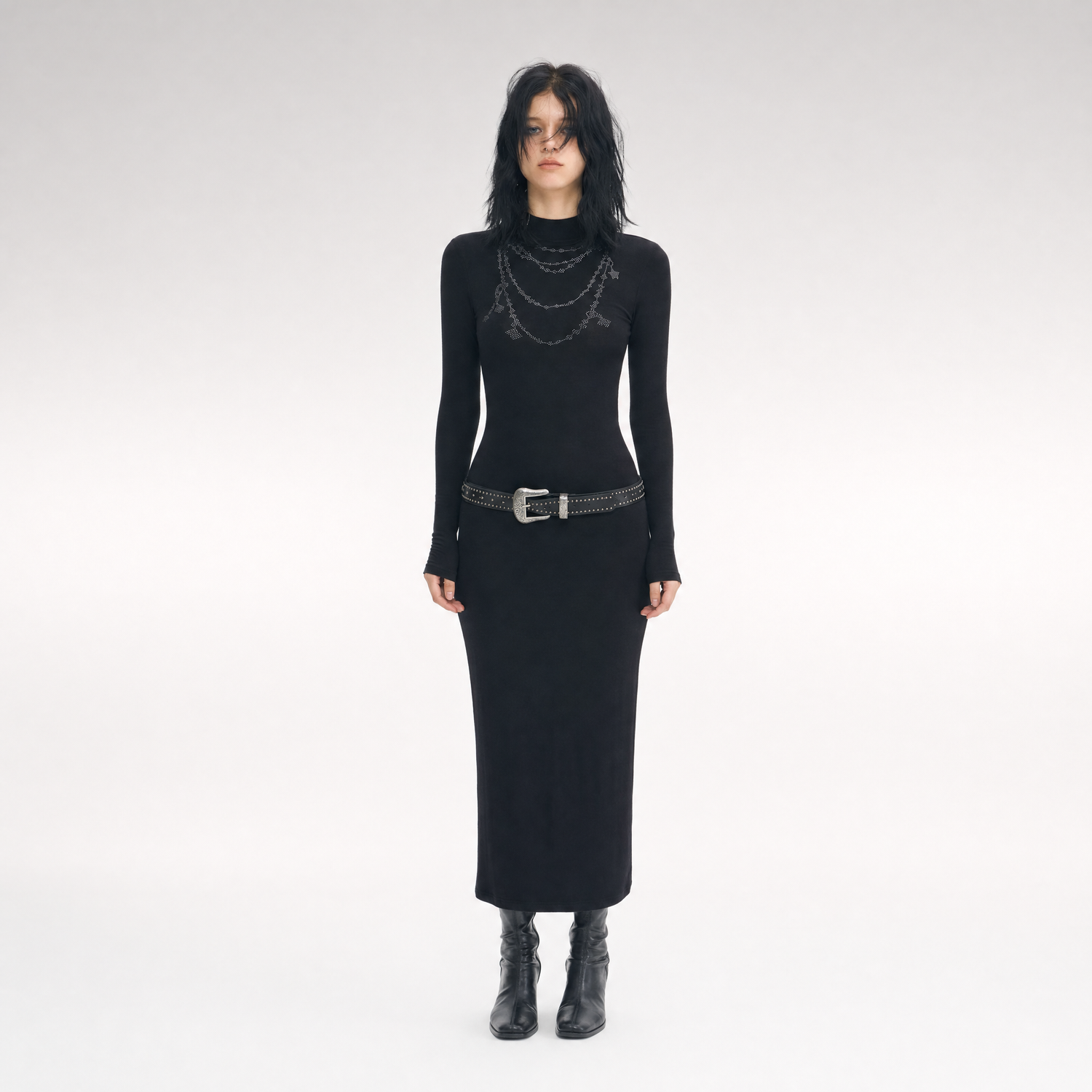 Rhinestone Slim Knit Dress