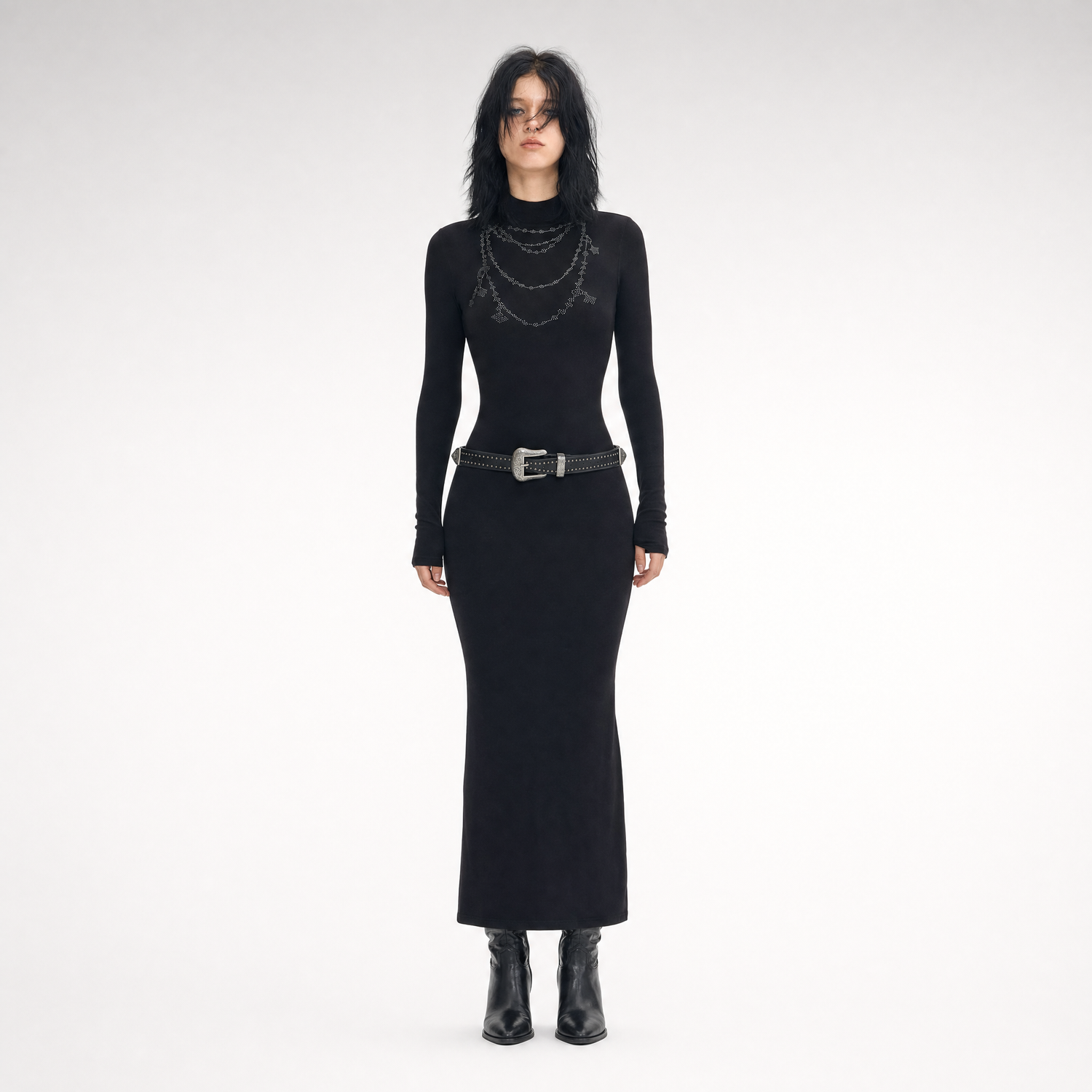 Rhinestone Slim Knit Dress