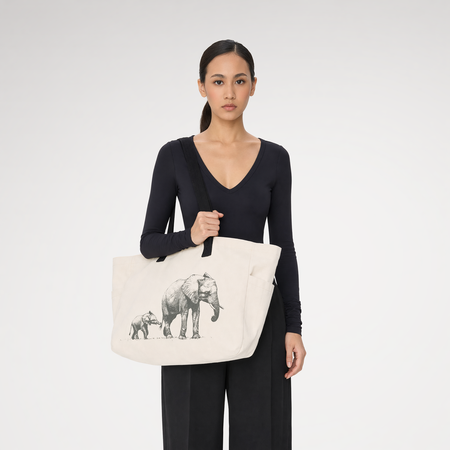 Canvas Elephant Tote Bag