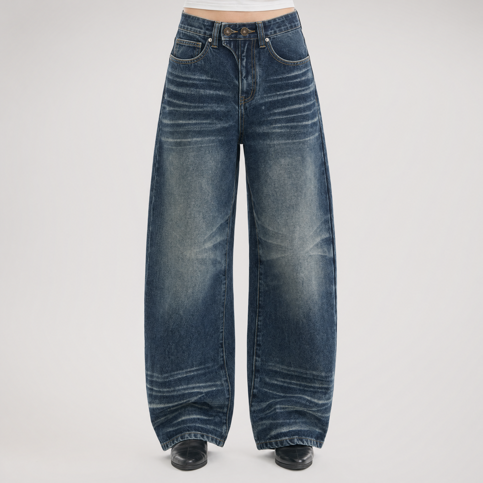 Vintage Wash Wide-Leg Jeans