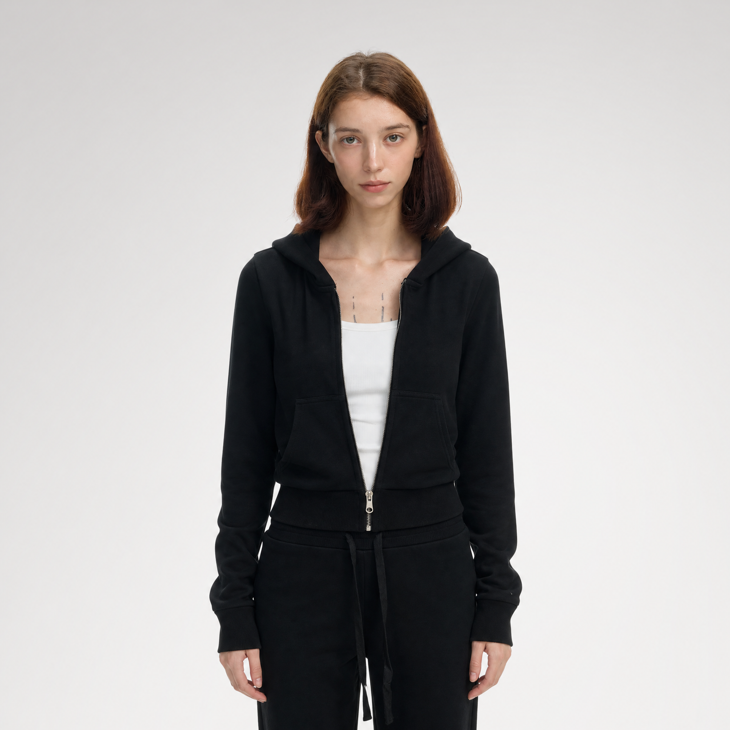 Ribbed Slim-Fit Cropped Hoodie