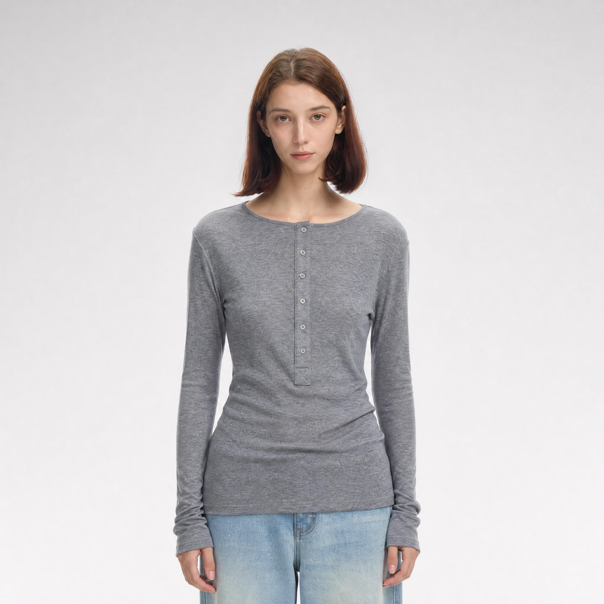 Lyocell Wool Six-Button Henley