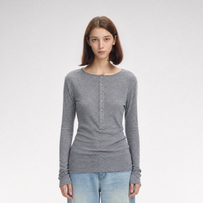 Lyocell Wool Six-Button Henley