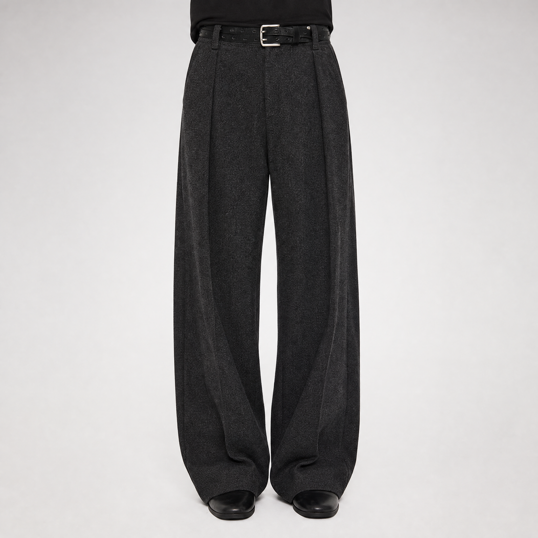 500G Houndstooth Pleated Wide-Leg Pants