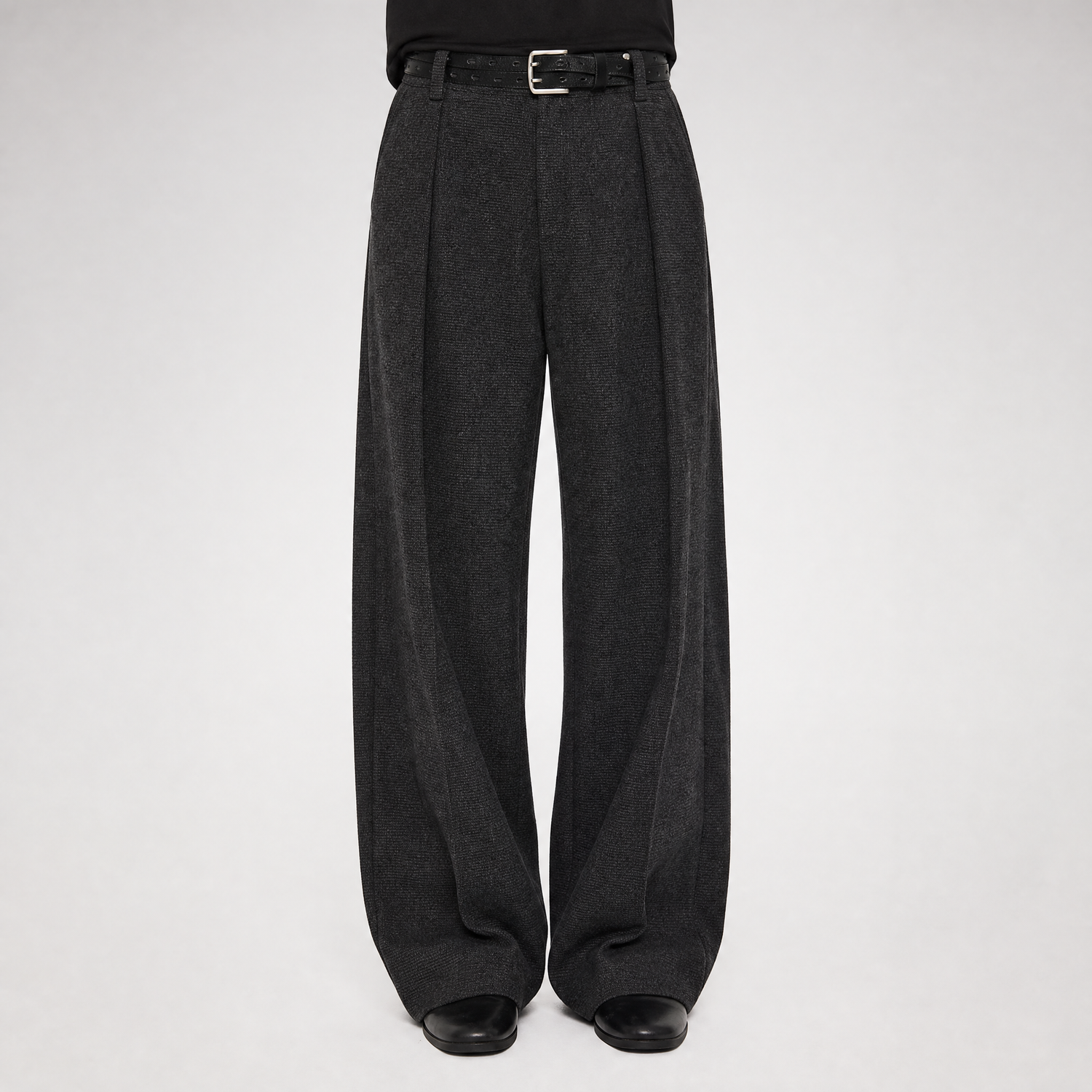 500G Houndstooth Pleated Wide-Leg Pants