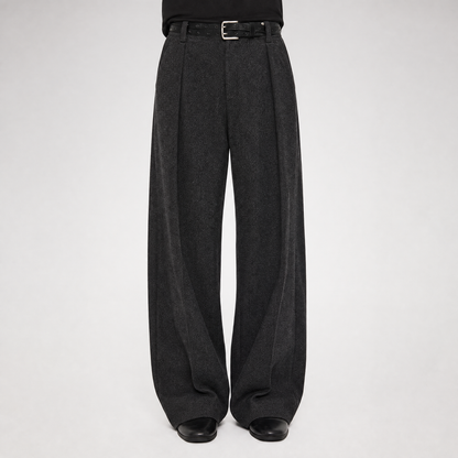 500G Houndstooth Pleated Wide-Leg Pants