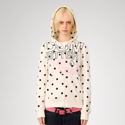 Polka-Dot Slim-Fit Zip Hoodie