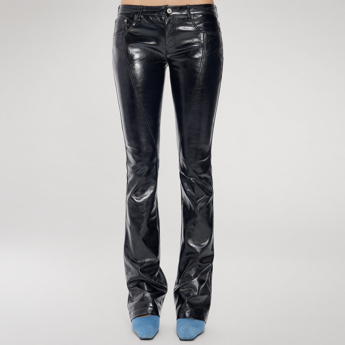 Black PU Flared Pants