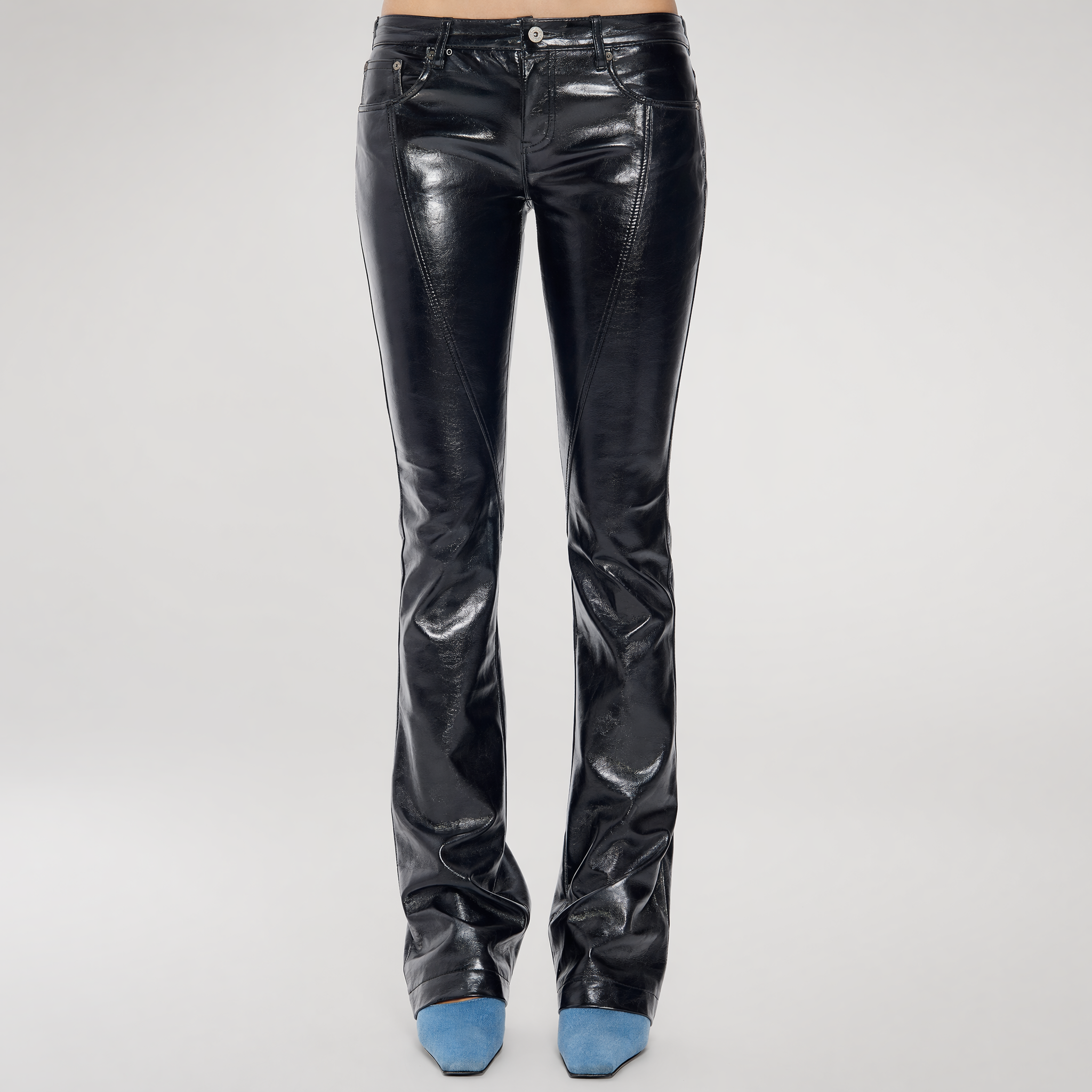 Black PU Flared Pants